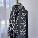 LEOPARD COLORBLOCK SCARF WARM TASSEL WINTER WRAP_CWASC1458