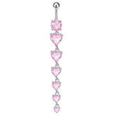 HOT COPPER CZ HEART BAR BELLY RING PIERCING_CWMM9327