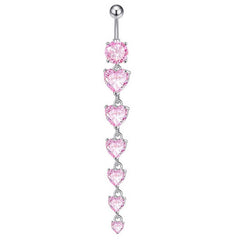 HOT COPPER CZ HEART BAR BELLY RING PIERCING_CWMM9327