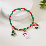 CHRISTMAS CANE PENDANT RICE BEAD BRACELET_CWAJE2383