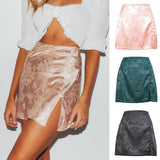 SLIT SHORT SKIRT SEXY JACQUARD SATIN ZIPPER SKIRT_CWAB4805