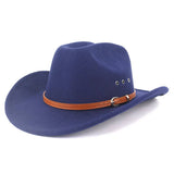 Western Cowboy Hat Felt Wide Brim With Belt Decor_Cwah1772