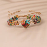 HEART SHAPED CHARM NATURAL STONE WOVEN BRACELET_CWAJE3915