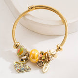 GOLD ALLOY SWAN CHARM ADJUSTABLE BRACELET_CWMM8507