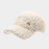 Winter R Letter Plush Warm Baseball Cap Hat_Cwah04766