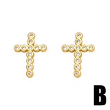 COLORED ZIRCON CROSS EARRINGS_CWAJE0987