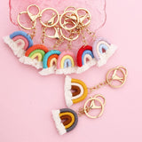 HANDMADE COTTON KEYCHAIN 3 8CM RAINBOW BOHO PENDANT_CWAB5072