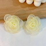 HANDMADE LACE ROSE STUD EARRINGS SWEET MINIMAL_CWMM6279