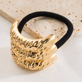 Unique Metal Textured Geometric Flower Hair Tie