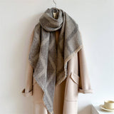 CHECKERED CIRCLE YARN SCARF WINTER LONG WRAP_CWASC1439