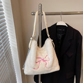 Winter Leisure Bow Large Capacity Backpack Plushbag_Cwab4002