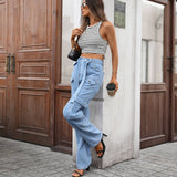 Washed Denim Heavy Industry Casual Workwear Pants