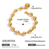 MINIMALIST 18K GOLD SILVER STEEL BEAD BRACELET_CWAJE4902