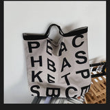 LETTER EMBROIDERED LARGE CAPACITY CANVAS TOTE BAG_CWAB1682