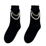 Women Black Punk Chain Socks_Cwms0657