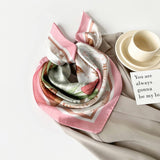 Mint Mambo Style Cartoon Print Satin Square Scarf_Cwasc0817