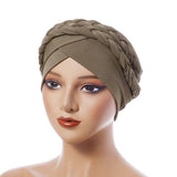 Two Milk Silk Solid Color Braided Headscarf Hat_Cwasc2425