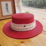 SUMMER RETRO FLAT TOP FRESH SMALL STRAW HAT_CWAH3482