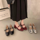 RED BOW MARY JANE PUMPS WITH CHUNKY HEEL_CWSHF0077