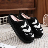 HALLOWEEN BAT EMBROIDERED COTTON SLIPPERS_CWSHS0763