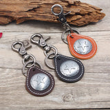 MENS FIVE POINTED STAR ALLOY COWHIDE KEYCHAIN_CWMM5035