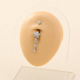 STAINLESS STEEL FLOWER ZIRCON DANGLE BELLY RING_CWMM9460