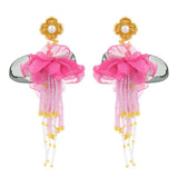 BOHO FLORAL TASSEL EARRINGS GOLD PLATED DESIGN_CWMM6193