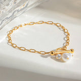 18K GOLD PEARL PENDANT BRACELET BOUTIQUE STYLE_CWAJE4883