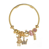 DIY CROWN BEAR LETTER CHARM COUPLE BRACELET_CWMM8493