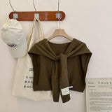 SOLID COLOR KNITTED KNOTTED SHAWL CASUAL COZY _CWASC0757