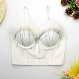 OSTRICH FEATHER SLIM FIT HERRINGBONE CORSET_CWMM4228