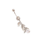 LEAF TASSEL CZ BELLY RING FOR NAVEL PIERCING_CWMM9249