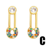 SET WITH COLORED ZIRCON PAPER CLIP EARRINGS_CWAJE1045