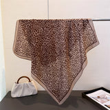 Leopard Herringbone Color Block Silk Scarf_Cwasc03315