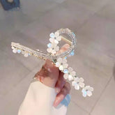 Gold Flower Large Rhinestone Clip Hairpin