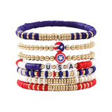 FASHION USA SHIELD CLAY BEADED BRACELET SET_CWMM3535
