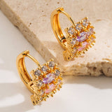 COLORFUL CZ HOLLOW HOOP EARRINGS GOLD PLATED BRASS_CWMM8513