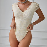 SOLID COLOR LACE SEE THROUGH DEEP VBACKLESSJUMPSUIT_CWMM4629