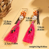 HALLOWEEN SKULL TASSEL RICE BEAD EARRINGS_CWAJE2411