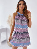 Wave Print Sleeveless Short Fashion Dress