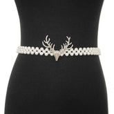 ELEGANT DEER HEAD BUCKLE PEARL WAIST CHAIN_CWABE0506