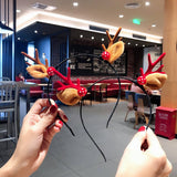 CUTE CHRISTMAS ELK HORN BELL HEADBAND HAIRPIN_CWAHA3427