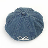 2024 NEW RETRO DENIM PEARL BOW BERET_CWAH1541