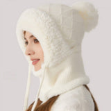 Cwah2208_Knitted Winter Fleece Outdoor Hat Neck Set