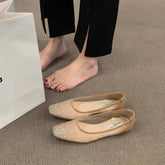 FLAT SQUARE TOE RHINESTONE BREATHABLE FAIRY FLATS_CWSHF0122