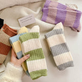 AUTUMN AND WINTER WARM STRIPED MID CALF SOCKS_CWMS1065