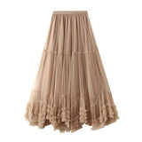 SWEET RUFFLE TULLE A LINE FLARED PUFF SKIRT_CWBMS0376
