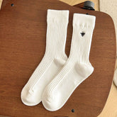 LEISURE BEE EMBROIDERY CREW SOCKS FOR WOMEN_CWMS1353