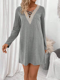 V-Neck Loose Slimming Solid Color Shift Dress