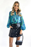 Women Tie Dye Marble Print Button Down Blouse_Cwtbll0359